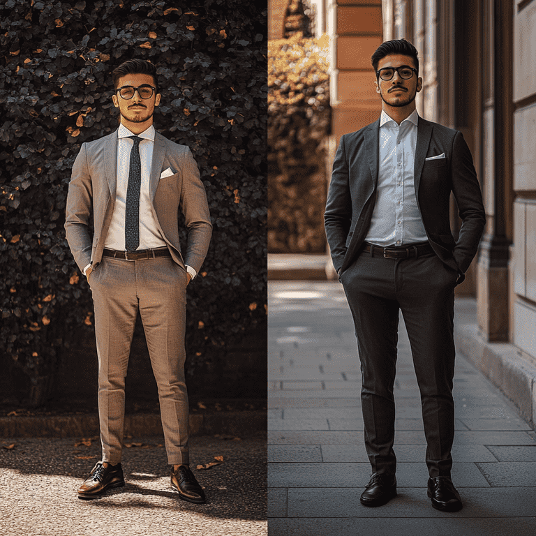A full-body photo of the same short Italian ma