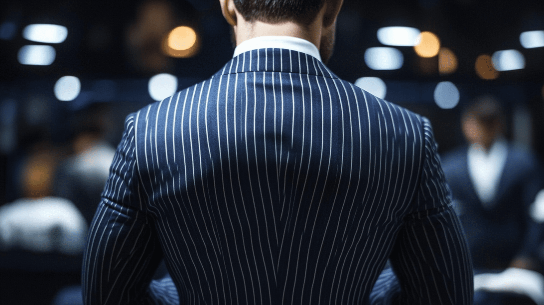 A slim-fit suit altered to fit a mid-weight ma